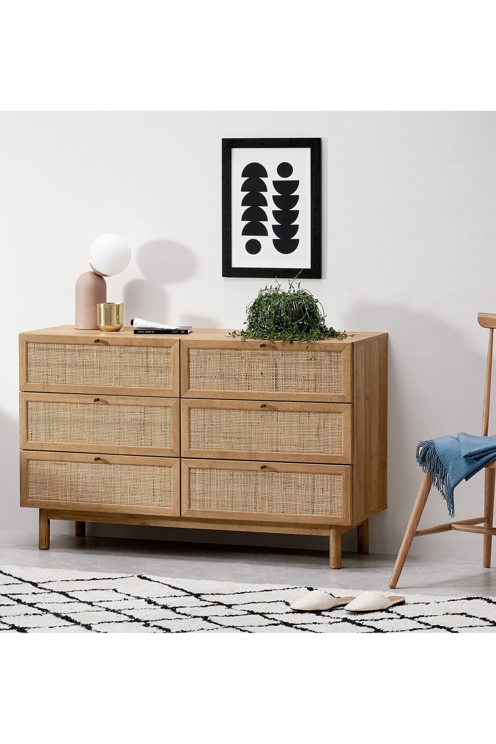 Online .COM Pavia Natural Rattan Wide Chest of Drawers Chest Of Drawers